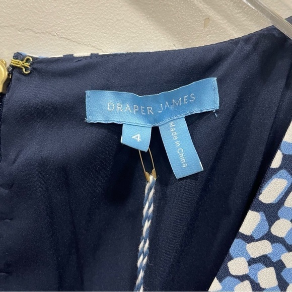 Draper James Patsy Dress Square Geo Smocked Puff Sleeve A-Line Sweetheart Neck - Picture 6 of 15